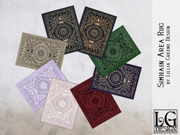 Sims 4 — Simhain Rug by LilliaGreene — Celebrate Mother Nature at her finest with deep, mystical colors.