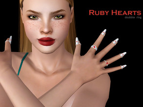 Sims 3 — Ruby Hearts double ring by Dindirlel — * New mesh * Base game compatible * 2 LODs * Female only * Teen - Young