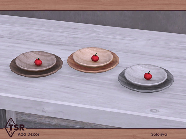Sims 4 — Ada Decor. Plates and Cherry by soloriya — Plates and cherry in one mesh. Part of Ada Decor set. 3 color