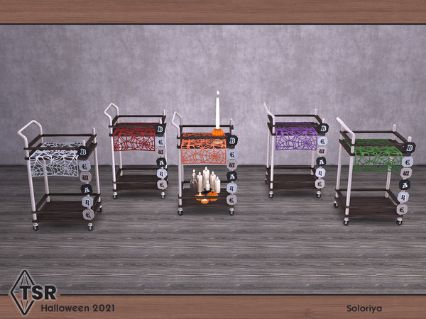 Sims 4 — Halloween 2021. Cart by soloriya — Wooden cart with sign Beware. Part of Halloween 2021 set. 5 color variations.