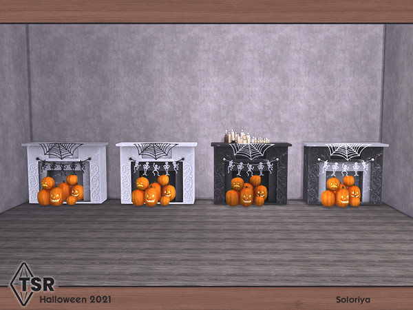 Sims 4 — Halloween 2021. Decorative Fireplace by soloriya — Decorative fireplace with pumpkins. Part of Halloween 2021