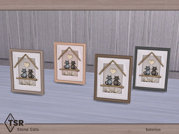 Sims 4 — Stone Cats. Decor N7 by soloriya — Table decor of cats with 3D stones. Part of Stone Cats. set. 4 color