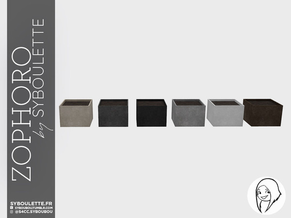 Sims 4 — Zophoro - Small square planter by Syboubou — Rectangular planter to add plants, flowers and others greenery in a
