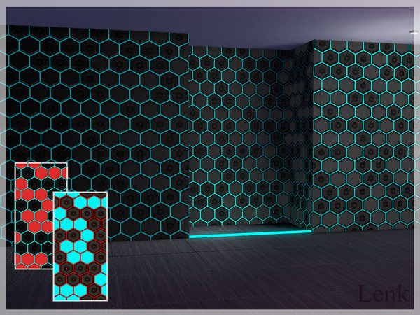 Sims 4 — Metallic hexagon tile wall by LenkAlex — Wall covering for the sims 4 3 colors All maps