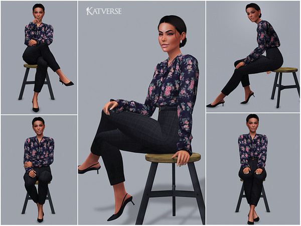 Sims 4 — Pose Pack 29 by KatVerseCC — Another set of sitting poses for your Sims 4 game. I hope you enjoy! 5 poses total