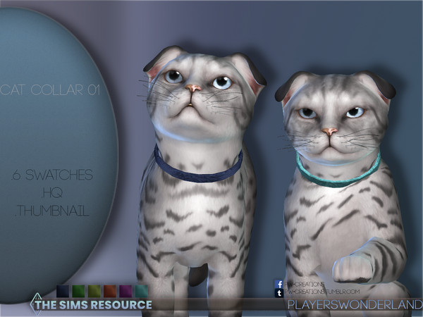 Sims 4 — Cat Collar 01 by PlayersWonderland — Get this stylish but simple collar for your cats in 6 different colors! It