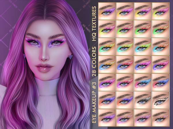 Sims 4 — [PATREON] EYE MAKEUP #3 by Jul_Haos — - CATEGORY: EYESHADOW - COLORS: 28 - SLIDERS COMPATIBLE - GENDER: FEMALE -