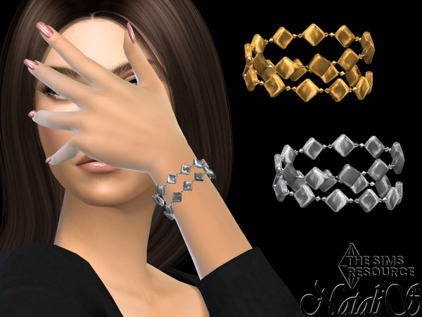 Sims 4 — Rhombus double chain bracelet by Natalis — Rhombus double chain bracelet. 5 metal color options. Female