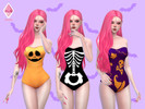 Sims 4 — Spooky Halloween Swimsuit by MaomiCC — Sims 4 spooky Halloween swimsuit for adult females BGC (Base Game