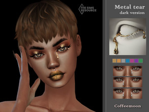 Sims 4 — Metal tear (dark version) by coffeemoon — Eyeliner category 7 color options: dark gold, bright gold, silver,