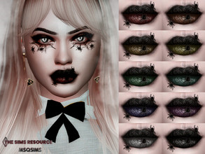 Sims 4 — Darkness Lipstick by MSQSIMS — This glitter lipstick with spiders is available in 10 colors and perfect for