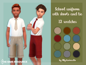 Sims 4 — School uniform with shorts and tie by MysteriousOo — School uniform with shorts and tie for kids in 12 colors 12