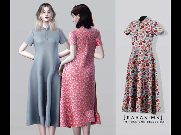 Sims 4 — FM rose onepieces 02 by karasims16 — FM rose onepieces 02 8 swatches / female ver New texture / New mesh / HQ