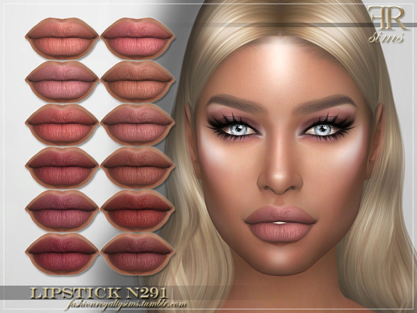 Sims 4 — FRS Lipstick N291 by FashionRoyaltySims — Standalone Custom thumbnail 12 color options HQ texture Compatible