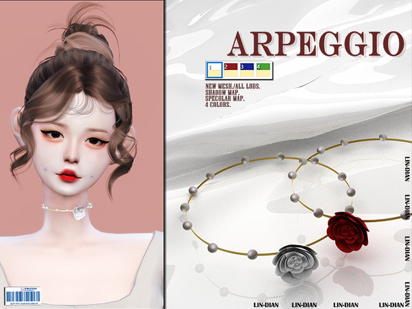 Sims 4 — [DIAN]ARPEGGIO_NECKLACE by LIN_DIAN — - New Mesh - ALL Lods. - 4 Colors. - Shadow\Specular\Map