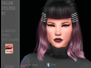Sims 4 — Hallow Eyeliner V1 by Reevaly — 6 Swatches. Teen to Elder. Female. Works with all Skins and Overlays. Base Game