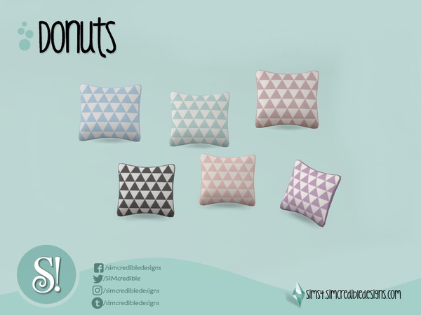 Sims 4 — Donuts single cushion  by SIMcredible! — by SIMcredibledesigns.com available at TSR 6 colors variations
