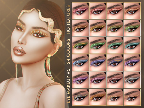 Sims 4 — [PATREON] EYE MAKEUP #5 by Jul_Haos — - CATEGORY: EYESHADOW - COLORS: 24 - SLIDERS COMPATIBLE - GENDER: FEMALE -