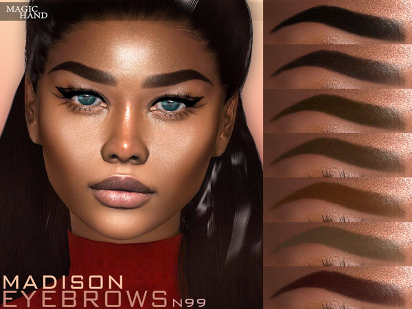 Sims 4 — Madison Eyebrows N99 [Patreon] by MagicHand — Perfectly shaped wide eyebrows for females in 13 colors - HQ