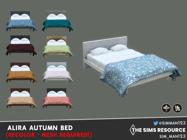 Sims 4 — (MESH REQUIRED) Alira Autumn Bed by sim_man123 — A collection of earthy fall-themed colors for my Alira Double