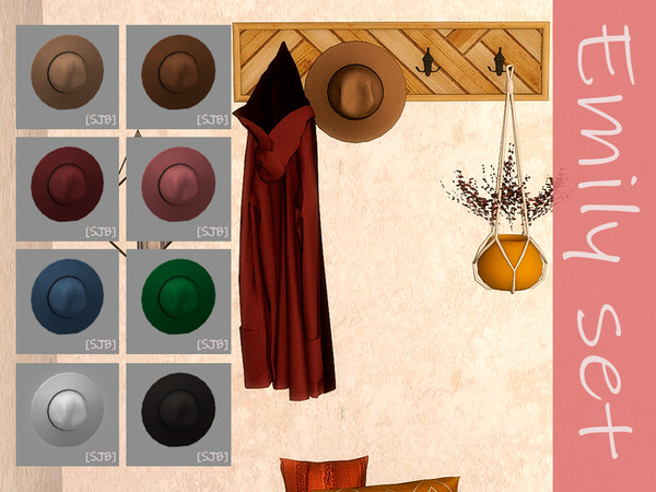 Sims 4 — Emily set hat by Ylka — Decorative hat (wall decor). Has 8 colors. You can see all the colors in the photo