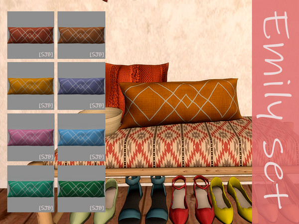 Sims 4 — Emily set long pillow by Ylka — Decorative long pillow. Has 8 colors. You can see all the colors in the photo