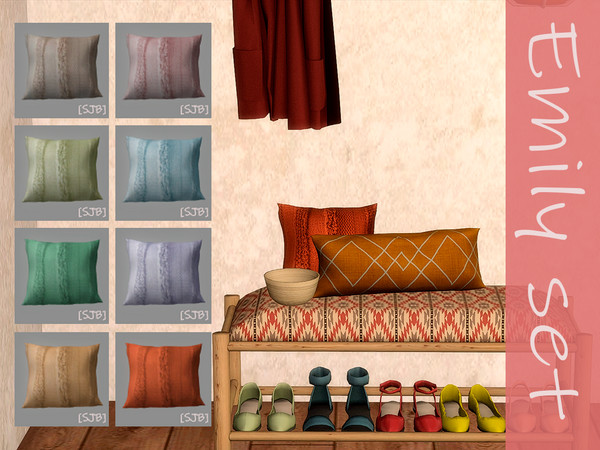 Sims 4 — Emily set small pillow by Ylka — Decorative pillow. Has 8 colors. You can see all the colors in the photo above.