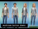 Sims 4 — Mushroom Button Down Shirts by notyourgothicgf — Mushroom Button Down Shirts with two swatches and two bonus