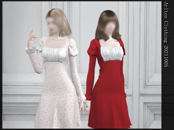 Sims 4 — vintage dress 2 / 20211005 by Arltos — 15 colors. HQ compatible