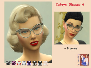 Sims 4 — ws Glasses Cateyes - A by watersim44 — A new recolor Glasses Cateyes retro-style. ~ Teen to Elder ~ Athletic,