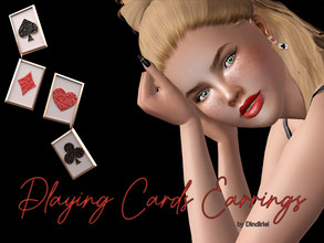 Sims 3 — Playing Cards earrings by Dindirlel — * New mesh * Base game compatible * 3 LODs * Female only * Teen - Young