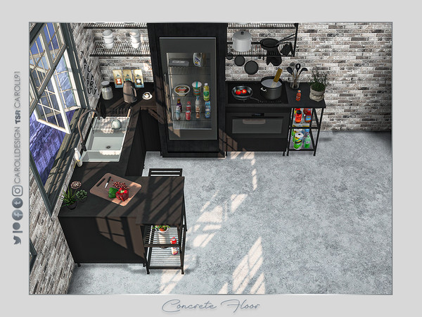 Sims 4 — Concrete Floor by Caroll912 — A textured concrete floor in 4 different shades of grey - from light to the dark