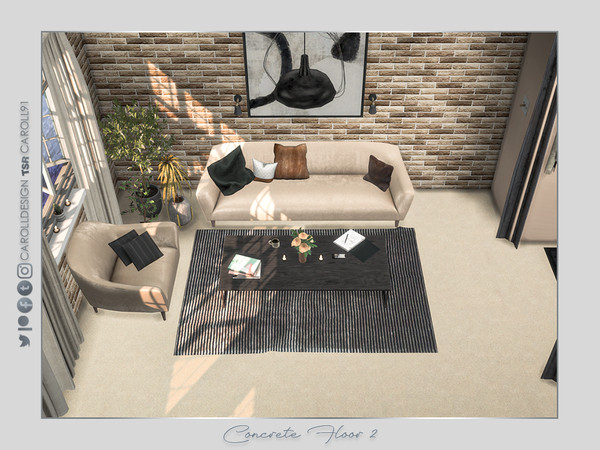 Sims 4 — Concrete Floor 2 by Caroll912 — A smooth concrete floor in 3 different shades of beige and white one. Suitable