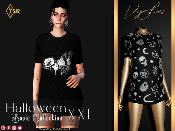 Sims 4 — Halloween XXI [Basic Collection] - Long Shirt V.1 by Viy_Sims — Premium Collection in my Patreon New Mesh All