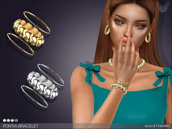 Sims 4 — Portia Bracelet Set by feyona — This bracelet was made to match the earrings and a necklace (take a look at the