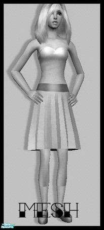 Sims 2 — Knee Pleated Skirts With Tights [Mesh] by Lola — Trendy Knee Length Pleated Dresses & Pumps. Please Remember
