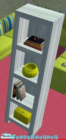 Sims 2 — bookcase blue wood by wondernounou — This great Mutske creation inspired me. I've done some recolors and make