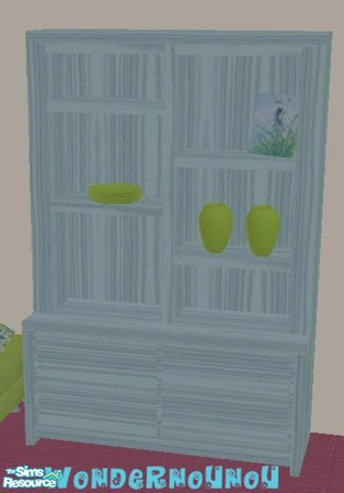 Sims 2 — cabinet blue wood by wondernounou — This great Mutske creation inspired me. I've done some recolors and make