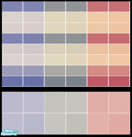 Sims 2 — Moody Tile Set by s00z — Three tiled walls with coordinating floors.