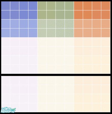 Sims 2 — Mutant Tile Set by s00z — Three tiled walls with coordinating floors.