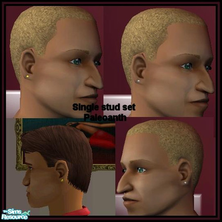 Sims 2 — Single stud earring set for Males by Paleoanth — This is a single stud set for both the right and left ears. Can