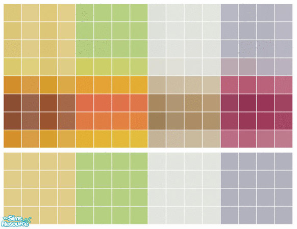 Sims 2 — Joy Tile Set by s00z — Four tiled walls with coordinating floors.