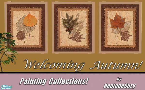 Sims 2 — NSC Painting Set83 - Welcoming Autumn by Neptunesuzy — Your Sims will love these Autumn Leaf Paintings! Enjoy!
