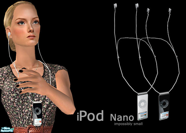 Sims 2 — Nano by ChazDesigns — MP3 player. Features a high glossed surface with click wheel. Colour screen. Comes with