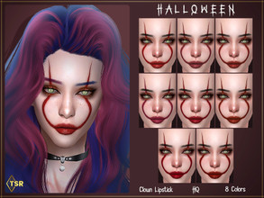 Sims 4 — LMCS Clown Lipstick (HQ) by Lisaminicatsims — -Halloween Special -New Mesh -8 swatches -All Skin