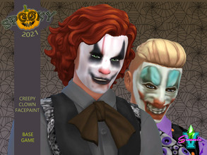 Sims 4 — Creepy Clown Facepaint by SimmieV — A collection of 6 seriously creepy clown makeups. Not recommended for those