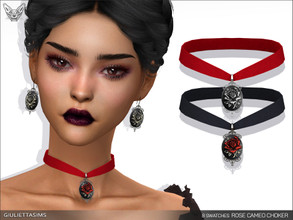 Sims 4 — Victorian Gothic Rose Cameo Choker by feyona — Victorian Gothic Rose Cameo Choker comes with colors of the