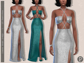Sims 4 — Irene Gown (Sequined). by Pipco — A sequined gown in 10 colors. Base Game Compatible New Mesh All Lods HQ