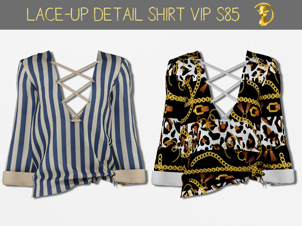 Sims 4 — [PATREON] (Early Access) Lace-up Detail Shirt S85 by Daph's — 30 Swatches Compatible with HQ mod Works with all
