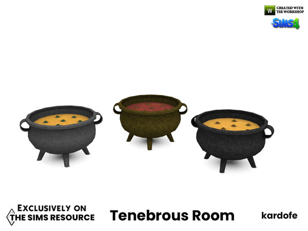 Sims 4 — Tenebrous Room_Small pot by kardofe — Small witch's cauldron, with a suspicious eyeball soup inside, decorative,